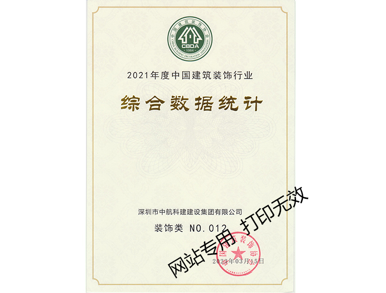 2021年度中國建筑裝飾行業綜合數據統計--裝飾類